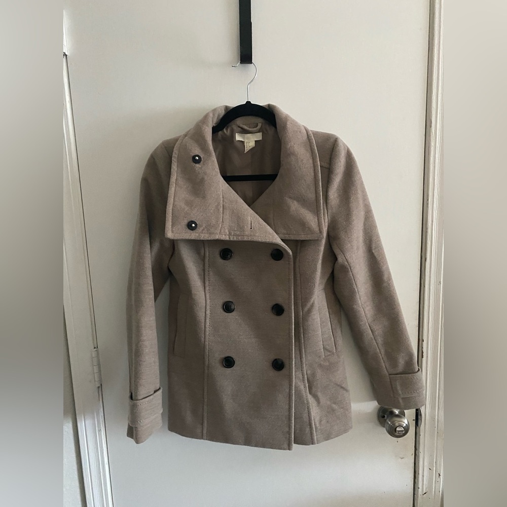 H&M double breasted coat mauve